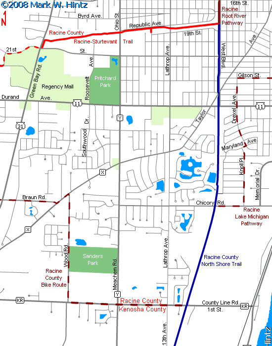 map of Racine-Kenosha Trails