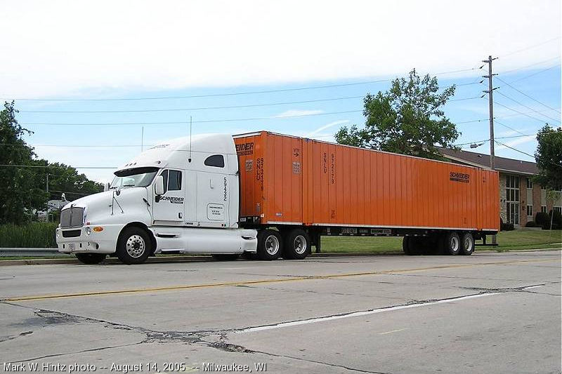 Schneider tractor and container on chassis