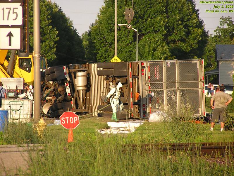 tipped semi truck that caused a chemical spill