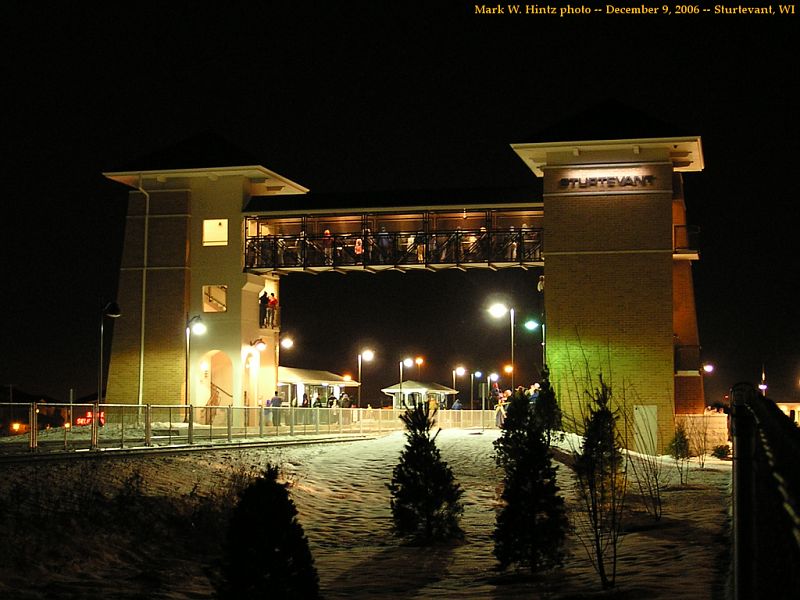 pedestrian walkway towers at Sturtevant train station