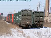 centerbeam flatcars stored on the WSOR Gibson Line