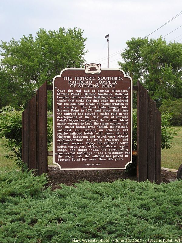 Stevens Point railroad complex historical marker