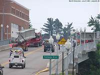 bridge beams being trucked through Ladysmith, WI