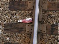 Heinz ketchup left on the BNSF tracks at Polo, IL
