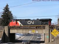 CN GE C44-9W 2581 on bridge