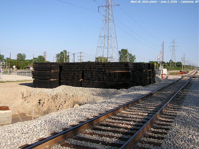 new railroad ties to be used for the new trackage on the Union Pacific Kenosha Sub