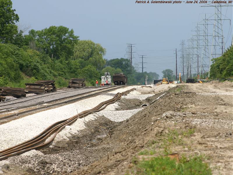 view of UP Kenosha Sub from Cliffside bike trail spur