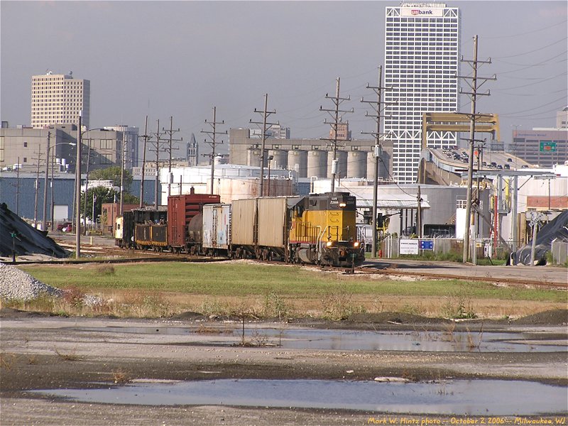 LLPX EMD GP38-2 2205 and the Milwaukee skyline