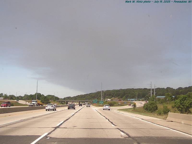 Watertown Tire Fire smoke over CTH-F (Pewaukee)