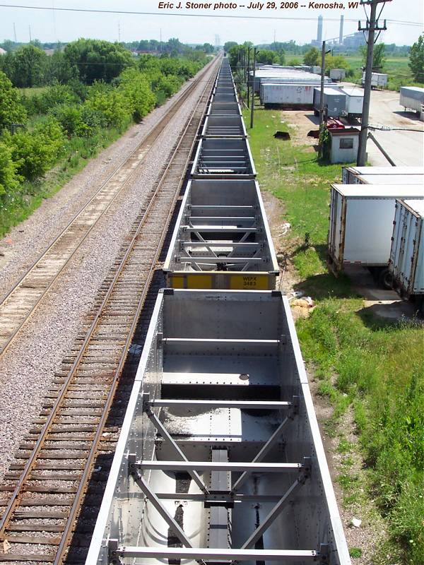 WEPX empty coal gondolas