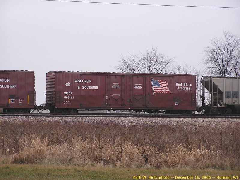 WSOR insulated boxcar 503144 God Bless America September 11, 2001